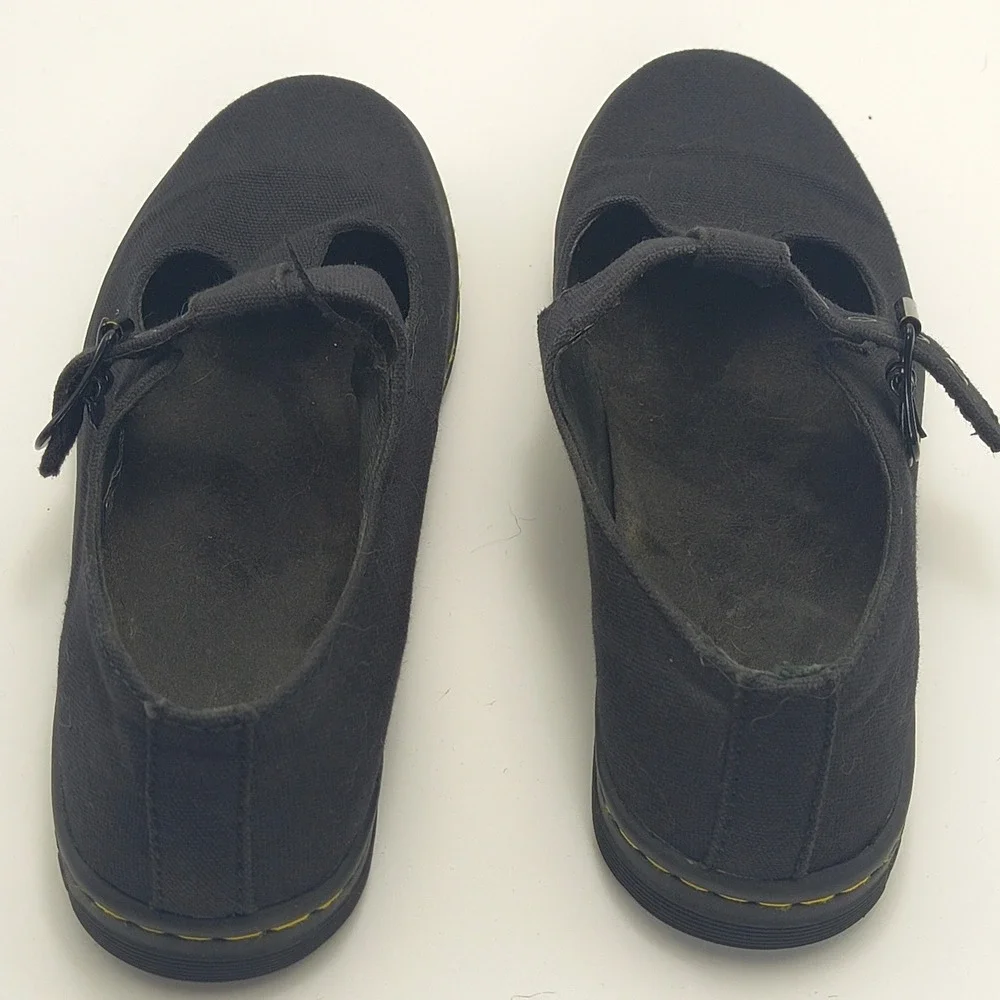 Dr Martens Woolwich Black Canvas Mary Jane T-Strap Shoes Womens 7 AW004 SK01R - Picture 12 of 16